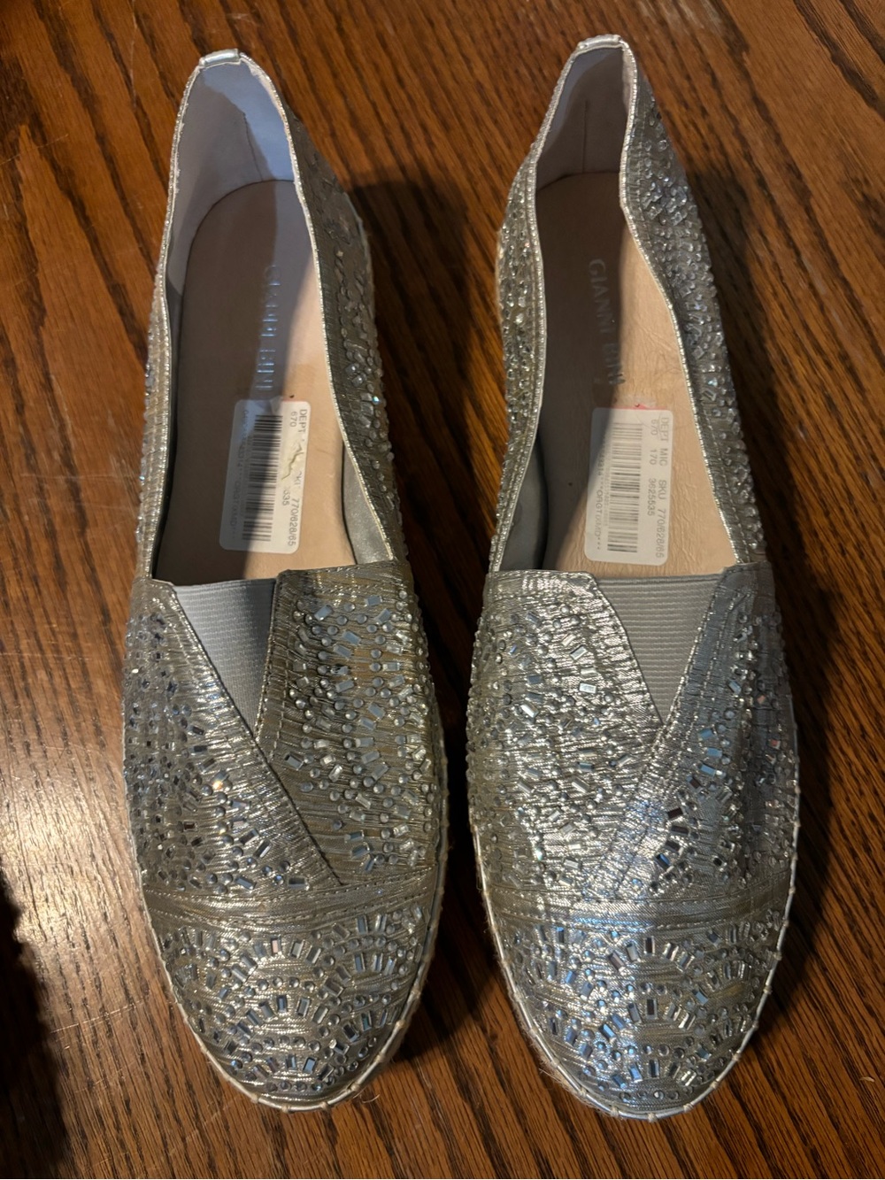 Gianni Bini Silver Embellished Espadrille Flats in size 11M